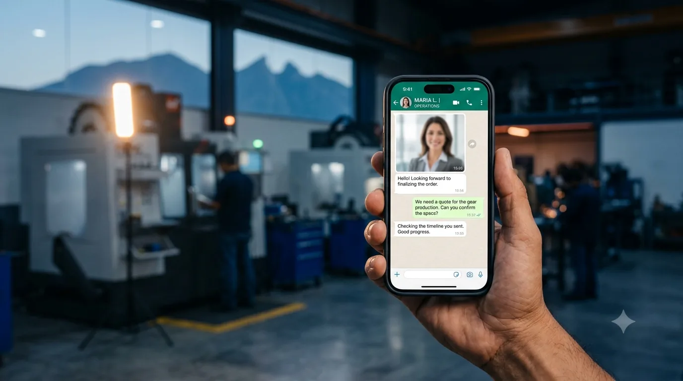 Prospecto escribiendo por WhatsApp a una empresa industrial de Monterrey